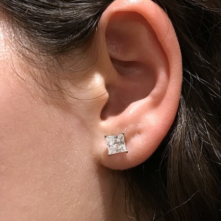 Moissanite Princess Stud Earrings