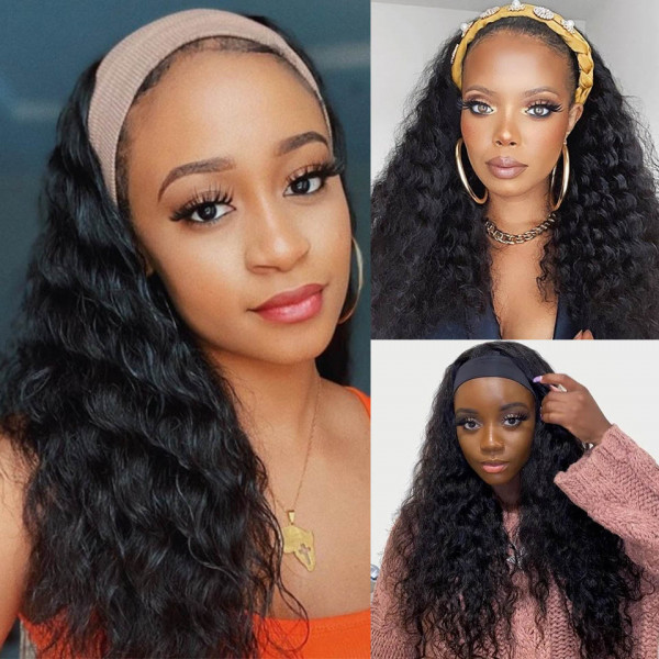 coily hair headband wigs